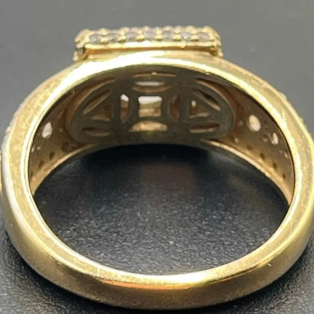 Designer Signed Vintage Vietnam Sterling Silver Vermeil Cz Wedding Ring Sz 9 1/4